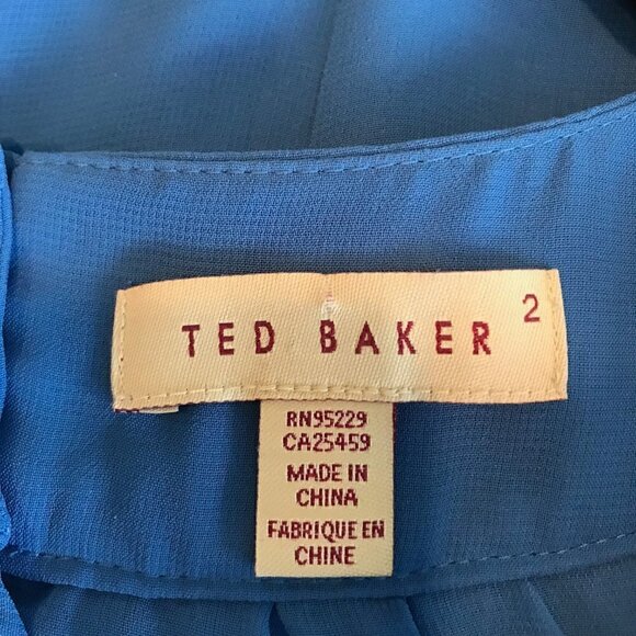 TED Baker Beautiful Blue  Ruffles Mini  Dress Size 2 - Picture 6 of 7